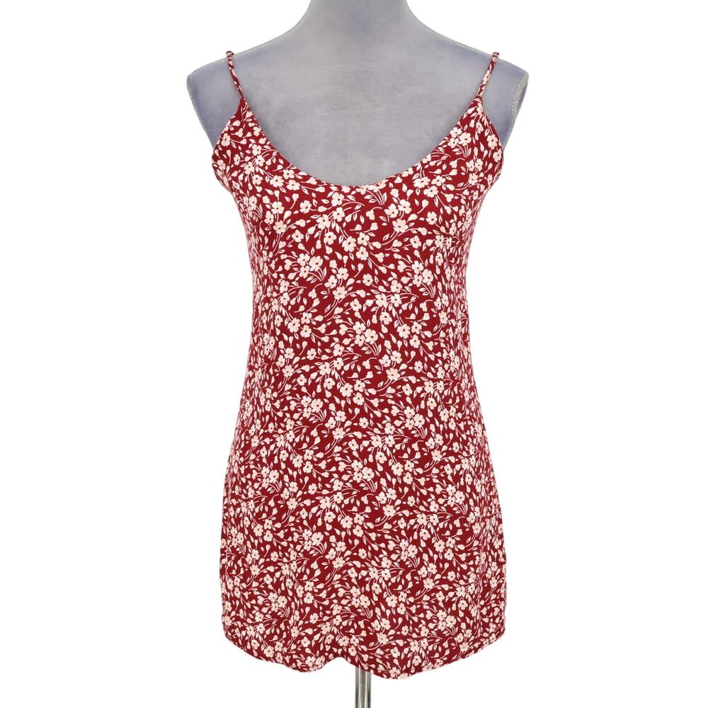 Reformation Top Womens XS Red Beige Ditzy Mini Adjustable Straps Beach Resort